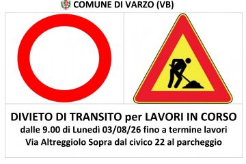 DIVIETO DI TRANSITO Via Altreggiolo Sopra n. 22 dal giorno 3/8/2026